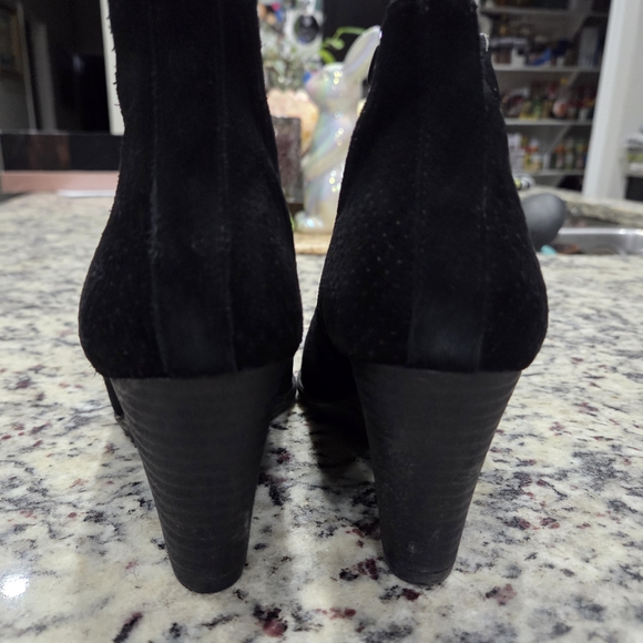 Susina Black Suede Perforated Ankle Boots - Picture 5 of 5